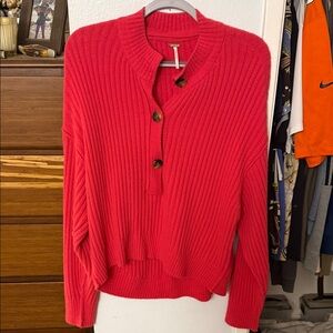 Free people cocoa rib Henley sweater size small